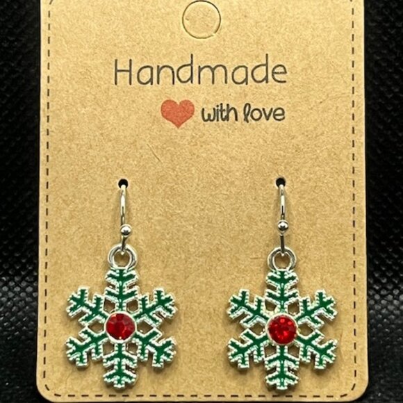 Christmas Snowflake Earrings - Picture 1 of 10